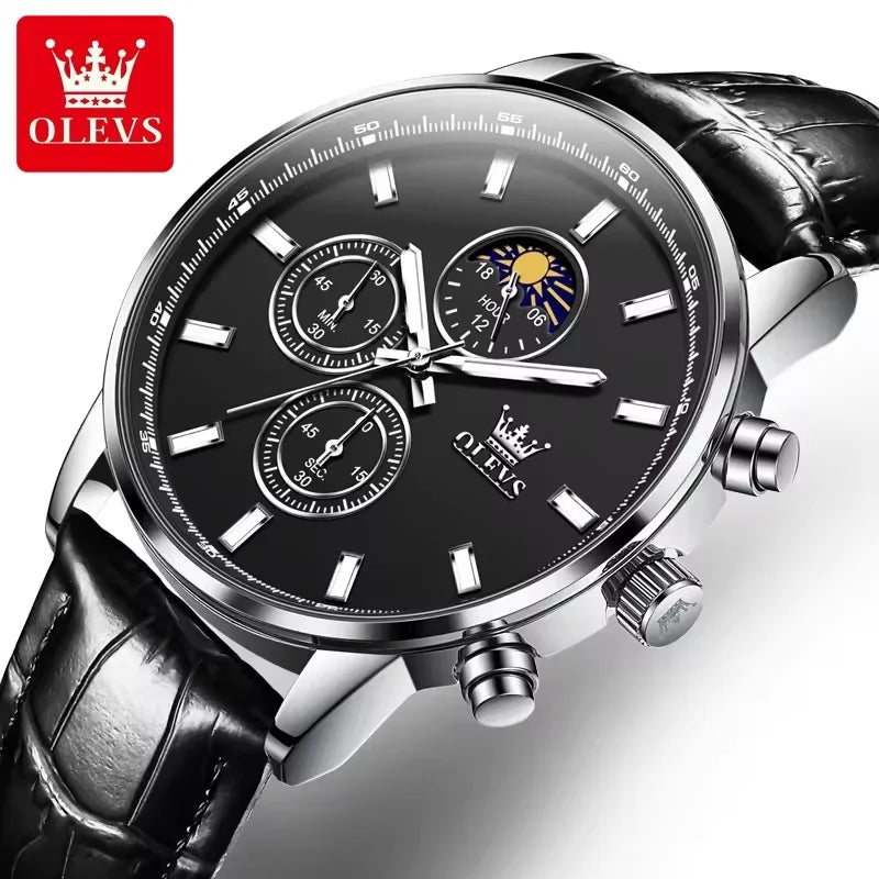 Custom Wrist Watch Watches 2902 Men Original Chinese Quartz OLVES Golden Blue Design Chronograph Watch