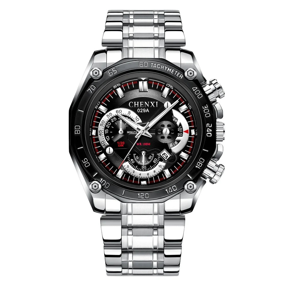 CHENXI 029 Japan Quartz Business Watch — 44mm Oval, Luminous, 3BAR