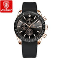 POEDAGAR 988 Chronograph Quartz Watch — 44mm Oval, Leather or Silicone