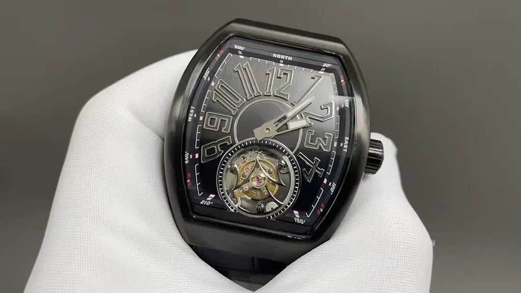Luxury Skeleton Tourbillon Automatic Watch — Tonneau, 10BAR, Sapphire