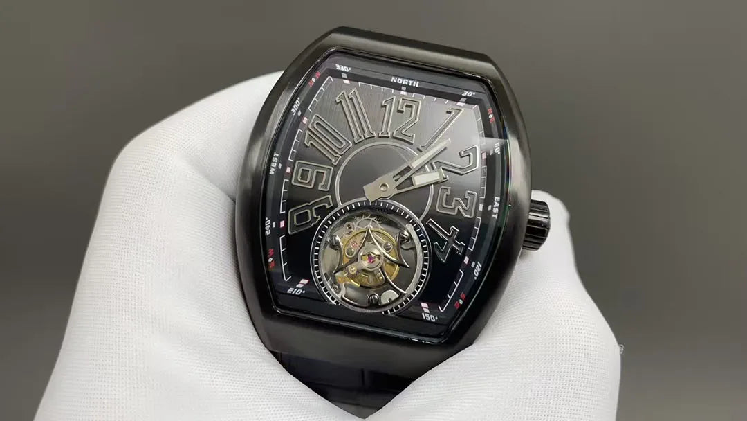 Luxury Skeleton Tourbillon Automatic Watch — Tonneau, 10BAR, Sapphire