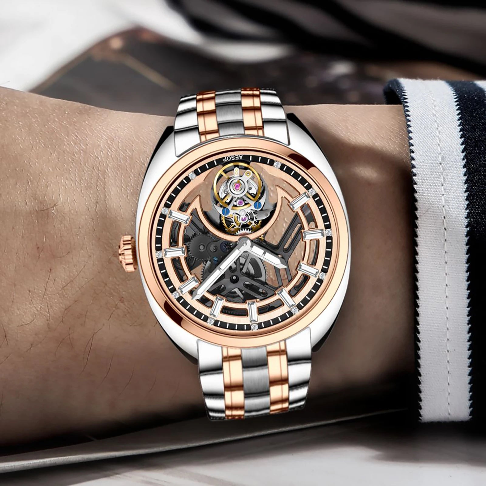 AESOP Custom Flying Tourbillon Watch — Oval Case, Sapphire, Leather