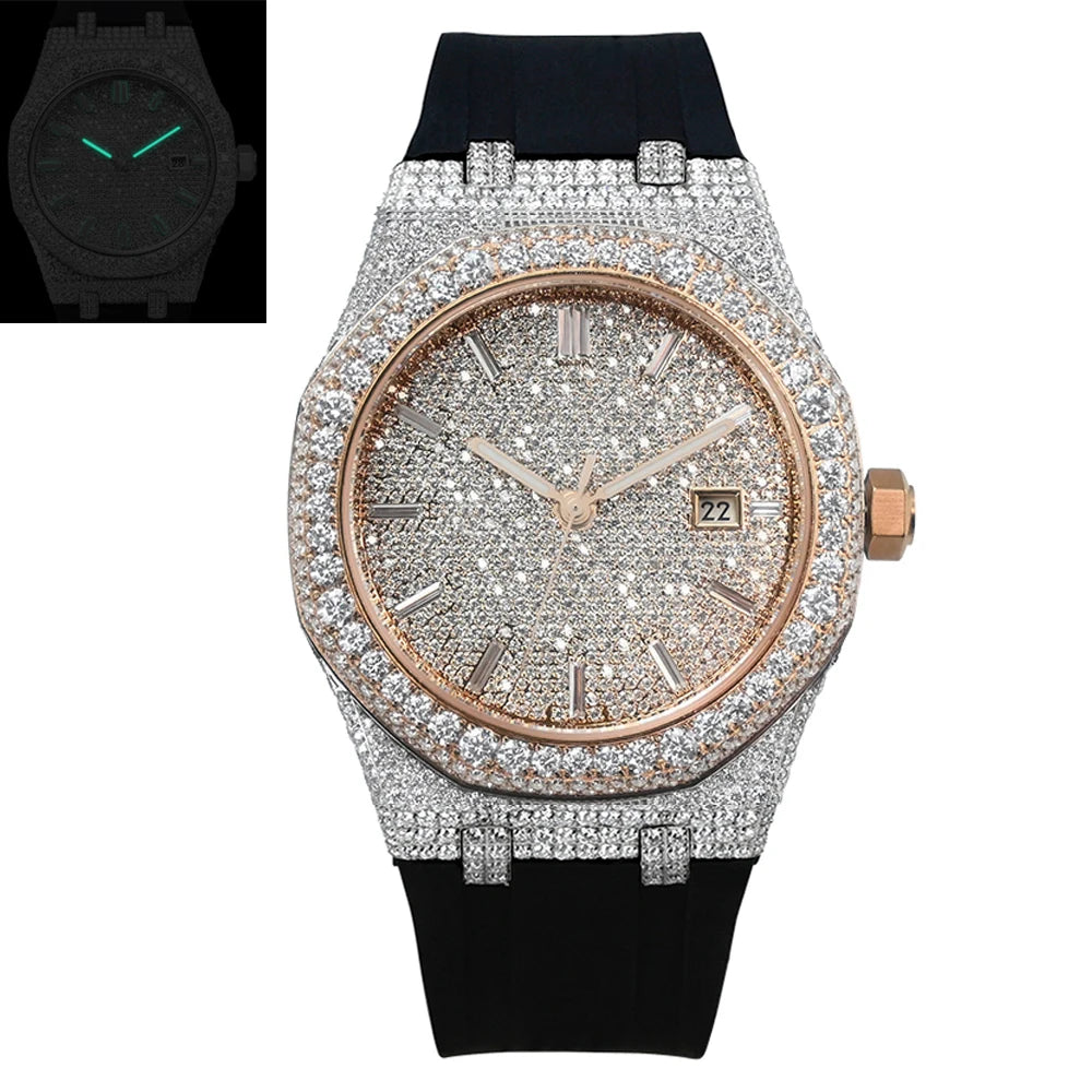 VVS Moissanite Iced Out Square Watch — Sapphire Glass, Custom Band
