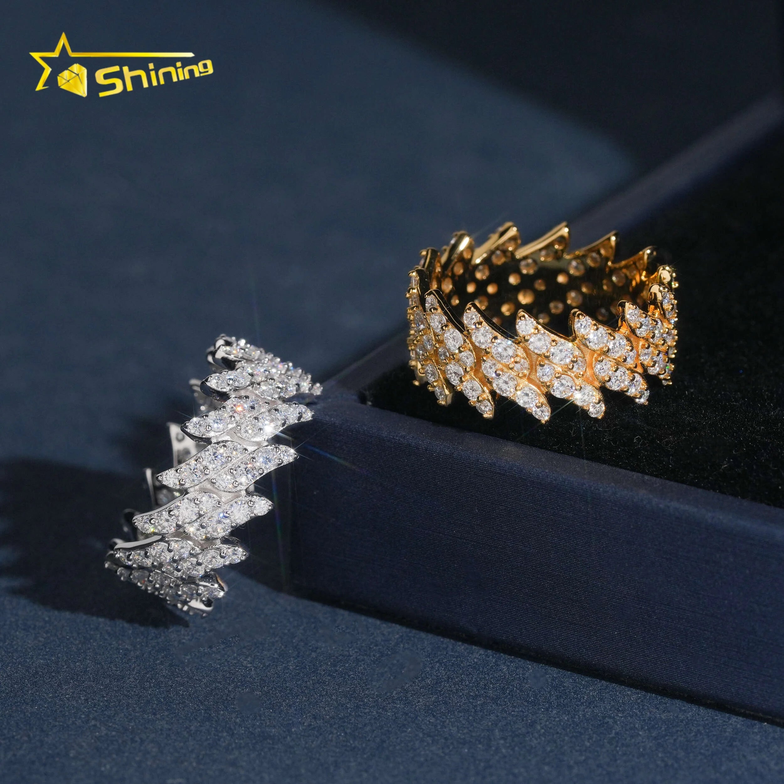 US Warehouse Stocks Pass Diamond Tester 925 Silver Hip Hop Jewelry Band Ring Vvs1 Moissanite Men Ring