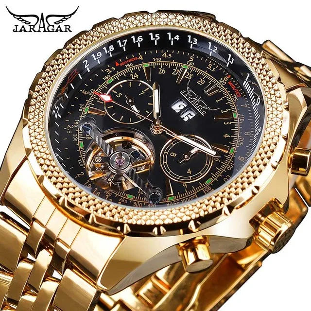 Jaragar Luxury Oval Automatic Watch — 45mm, Japan Movement, Day/Date