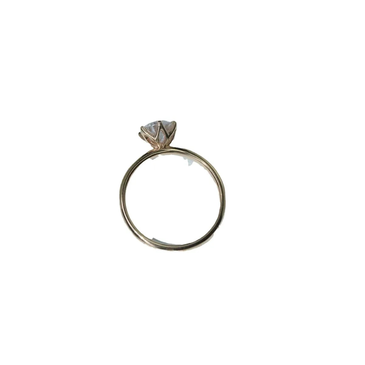 18K Gold Six Claw Diamond Ring Au750 Gold Rose Gold Single Inlaid Moissanite Girls' Wedding Ring Wholesale