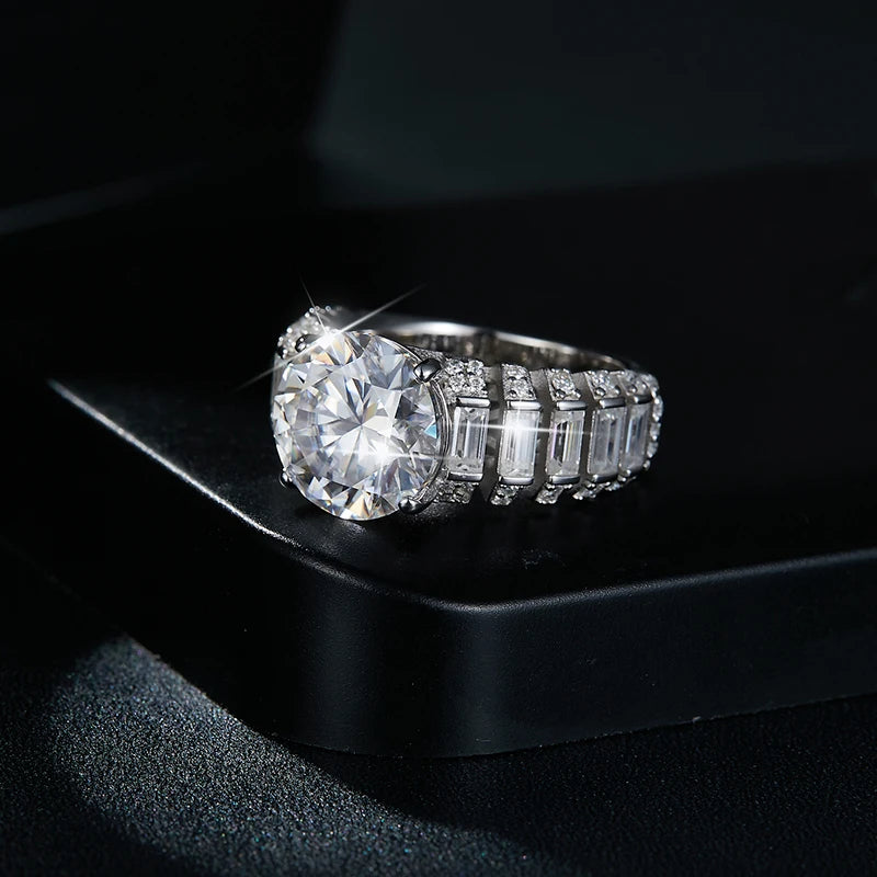 5CT Moissanite Ring New Design 925 Sterling Silver Jewelry Ring Round GRA Certified Round Brilliant Moissanite