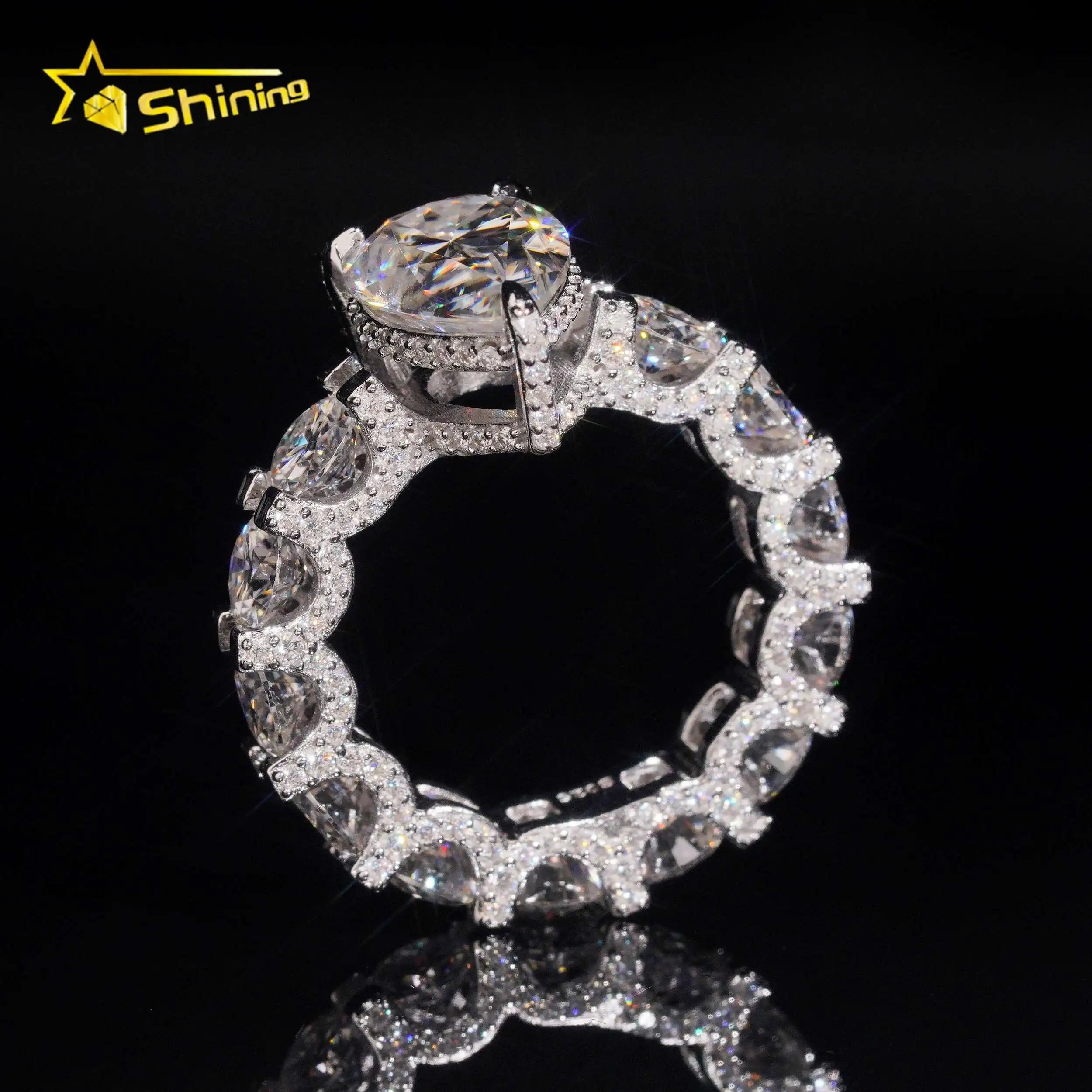 US Warehouse Pass Diamond Tester 925 Silver Fine Jewelry 5ct Pear Cut Wedding Engagement Ring Moissanite Women Ring