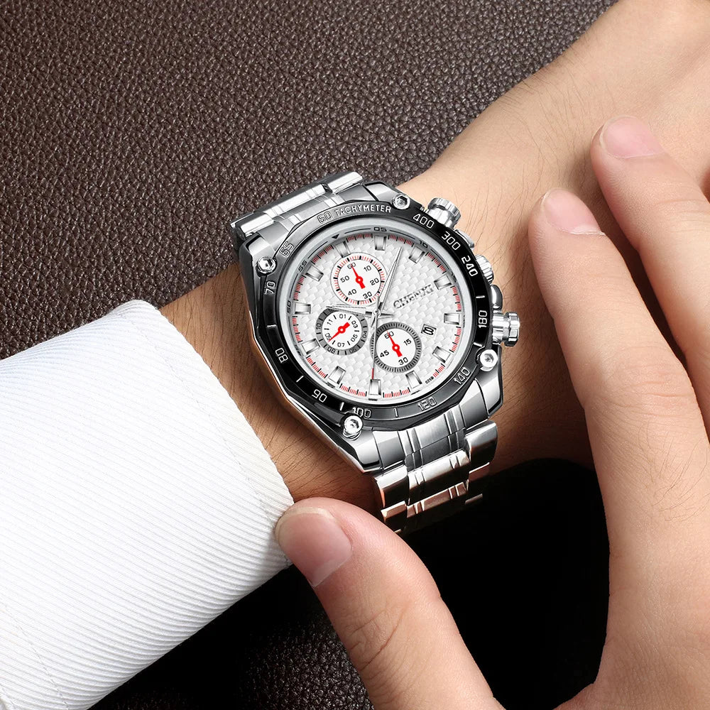 CHENXI 029 Japan Quartz Business Watch — 44mm Oval, Luminous, 3BAR