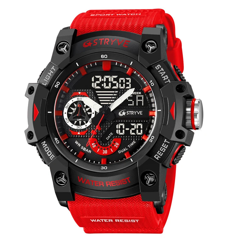 STRYVE LED Digital Watch — 52.5mm, Transparent, 5BAR, Alarm, Stopwatch