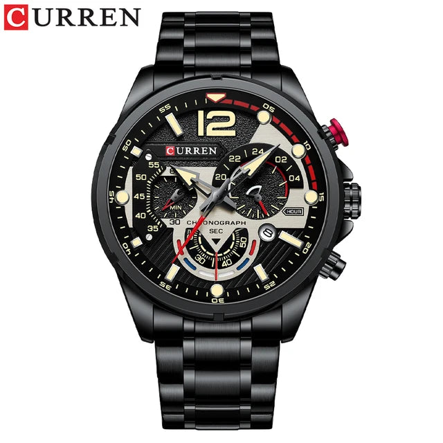 CURREN 8395 Chronograph Sport Watch — 45mm, Luminous, Shock Resistant