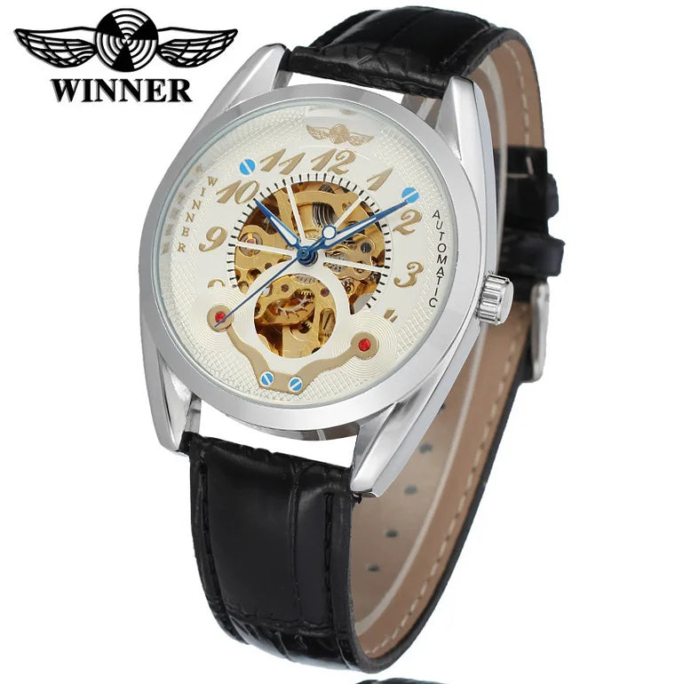 Winner Fashion Gold Oval Watch — Japan Movement, Auto Date, Backlight