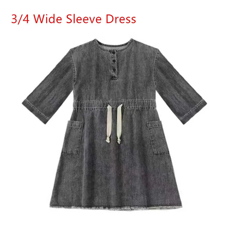 AP 2025 spring summer denim collection boys girls fashion cotton washed jeans family dress shirt skirt