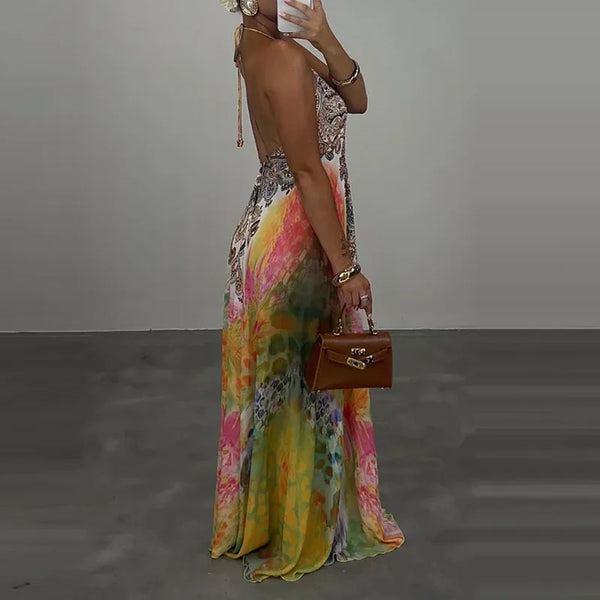 Boho V-Neck Backless Vacation Dress