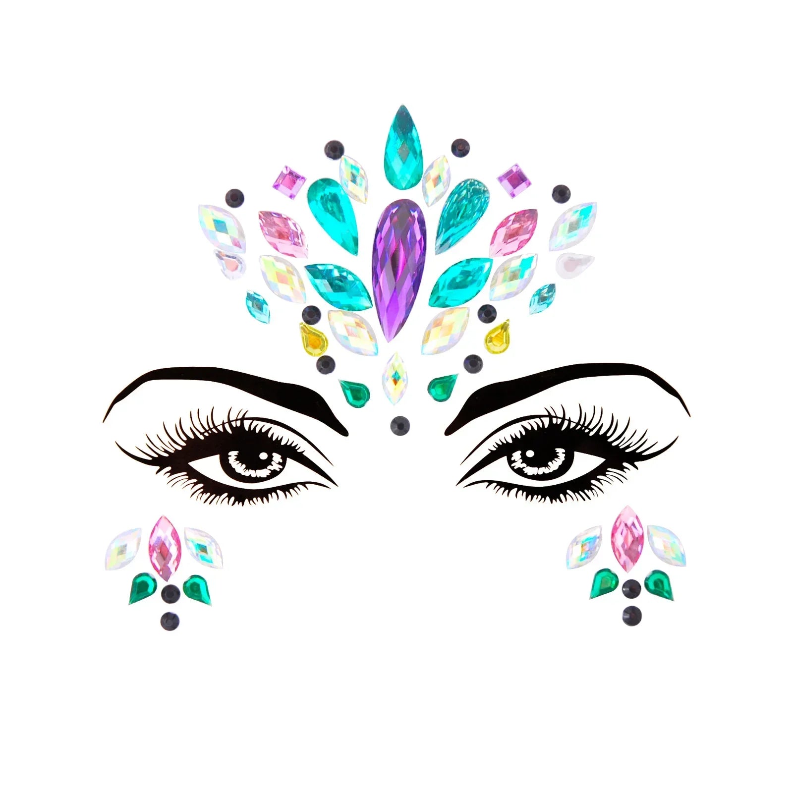 3D Sexy Face Tattoo Stickers Temporary Tattoos Glitter Fake Tattoo Rhinestones Masquerade for Women Party Face Jewels Tattoo