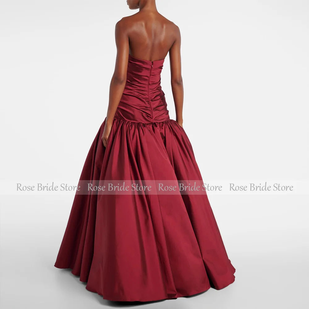 Customized Burgundy Long Formal Evening Dress – Elegant A-Line Gown