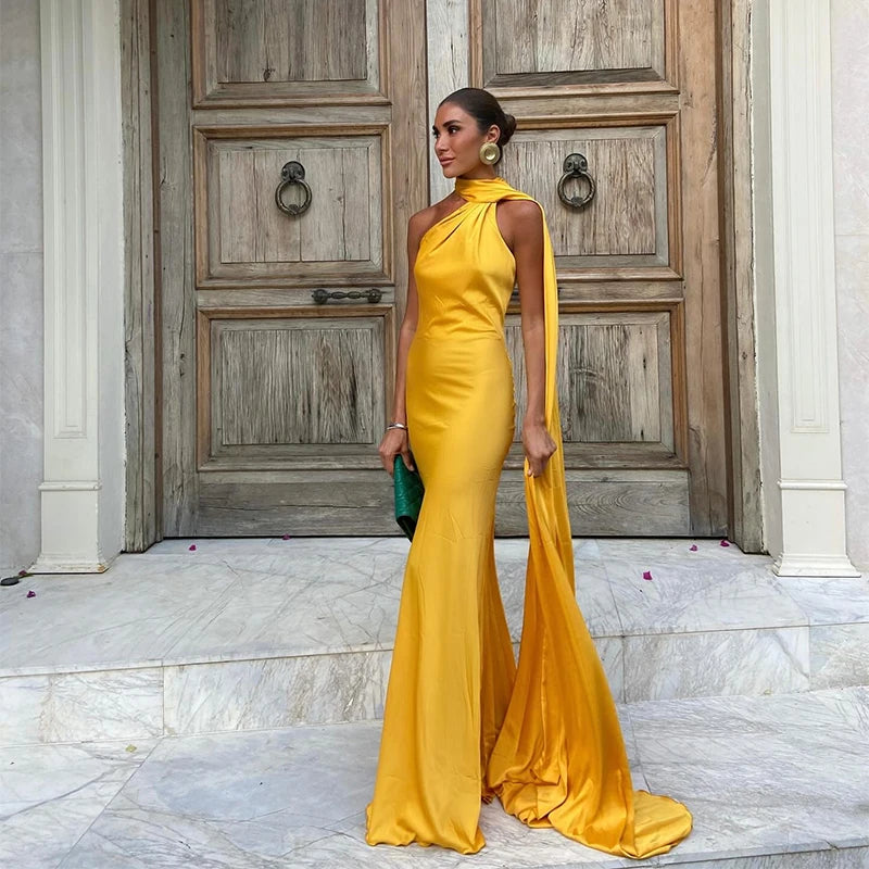 Satin Halter Backless Party Dress