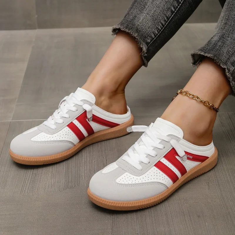 2025 New Women Shoes Sports Round Toe Flat Female Footwear Casual Sneakers Clogs Platform Summer Slip on Creeper Baotou Slippers