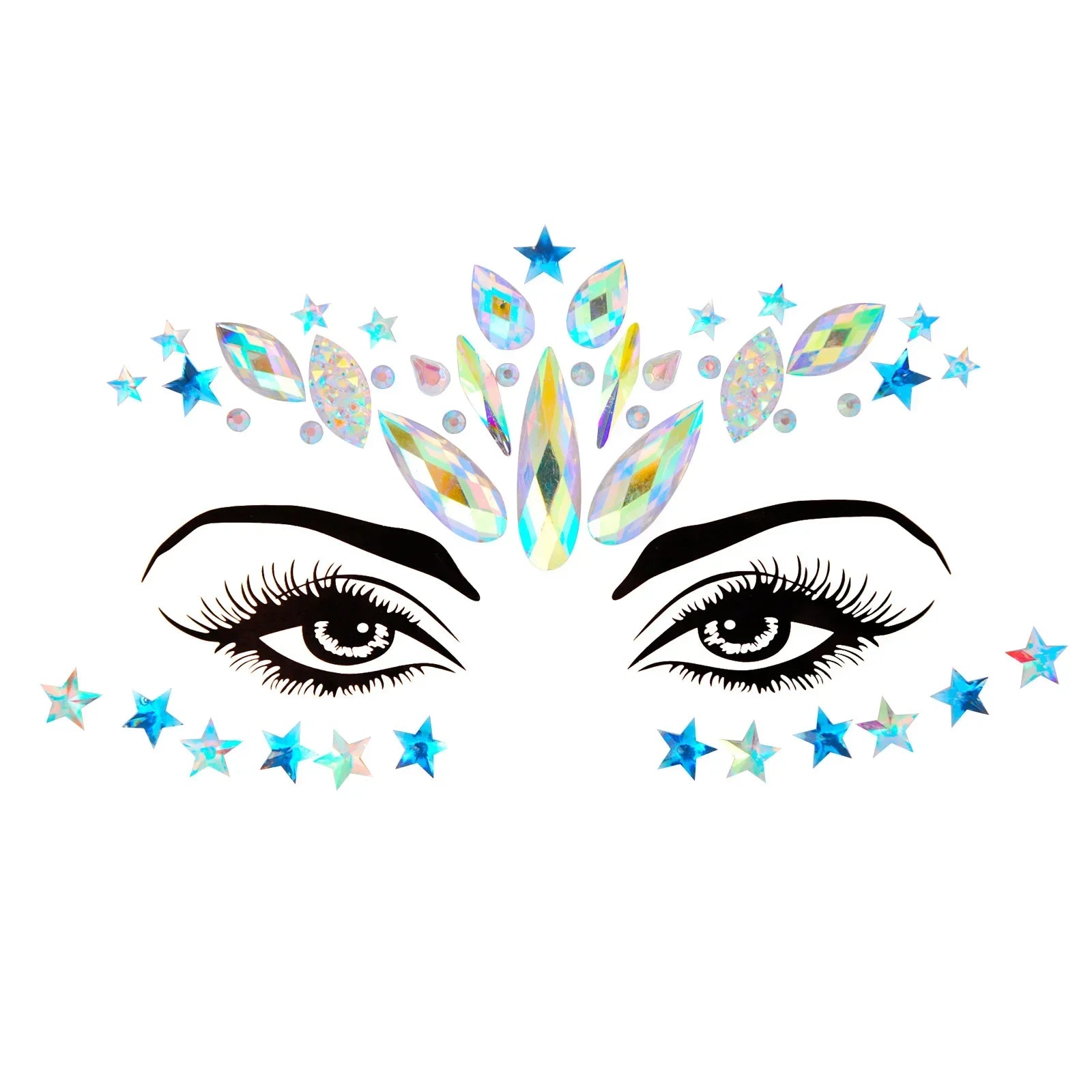 3D Sexy Face Tattoo Stickers Temporary Tattoos Glitter Fake Tattoo Rhinestones Masquerade for Women Party Face Jewels Tattoo