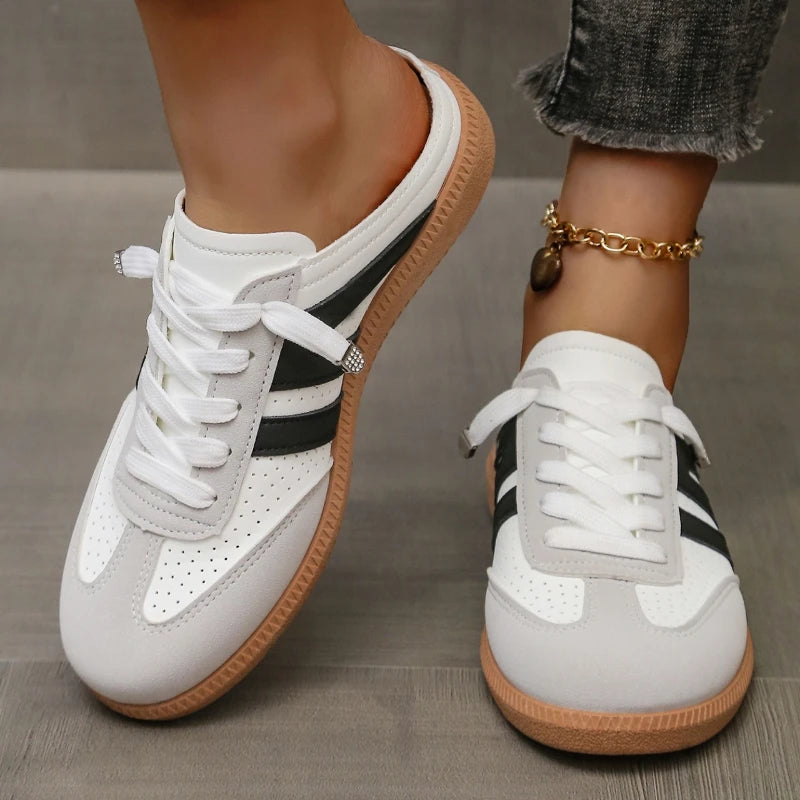 2025 New Women Shoes Sports Round Toe Flat Female Footwear Casual Sneakers Clogs Platform Summer Slip on Creeper Baotou Slippers