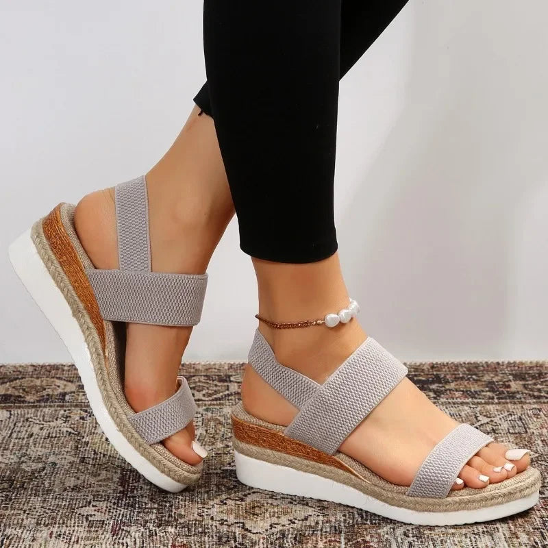 2024 New Fashion Women's Wedge Heeled Fashion Sandals, Summer Fish Mouth Loose Set Foot Platform Sandals