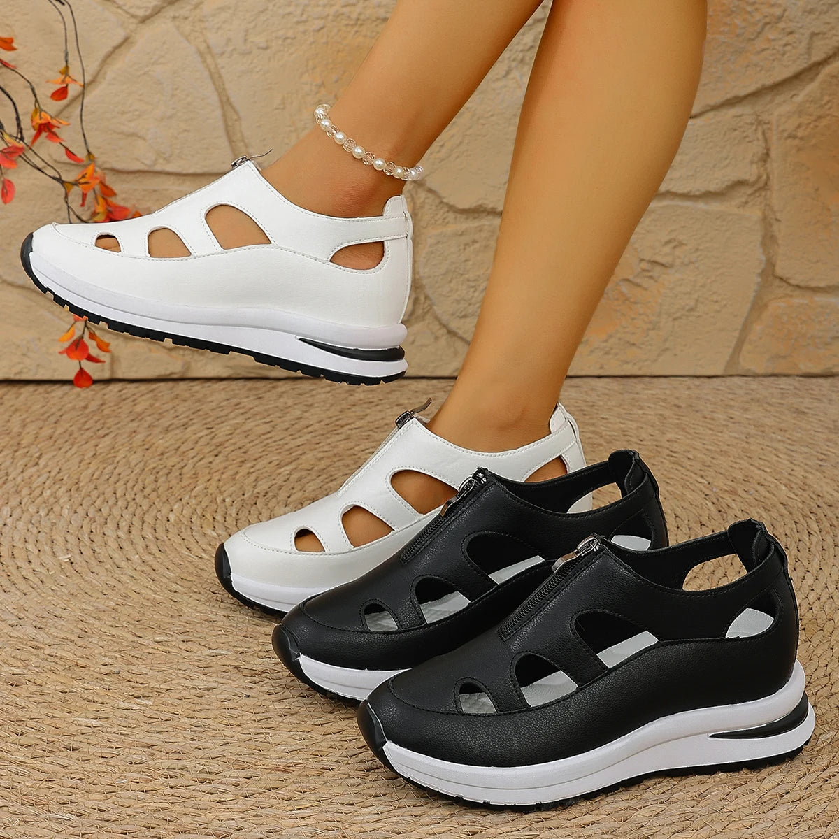 Women Sandals 2025 New Hot Sale Closed Toe Sandals Women Rome Casual Sandals Women Hollow Platform Wedges Plus Size Shoes Female