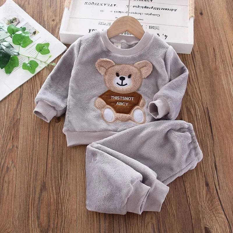Autumn Winter Flannel Pajamas Newborn Clothes Baby Boy Clothes Set For Girls Clothing Toddler Plush Suit Casual Kids Homewear