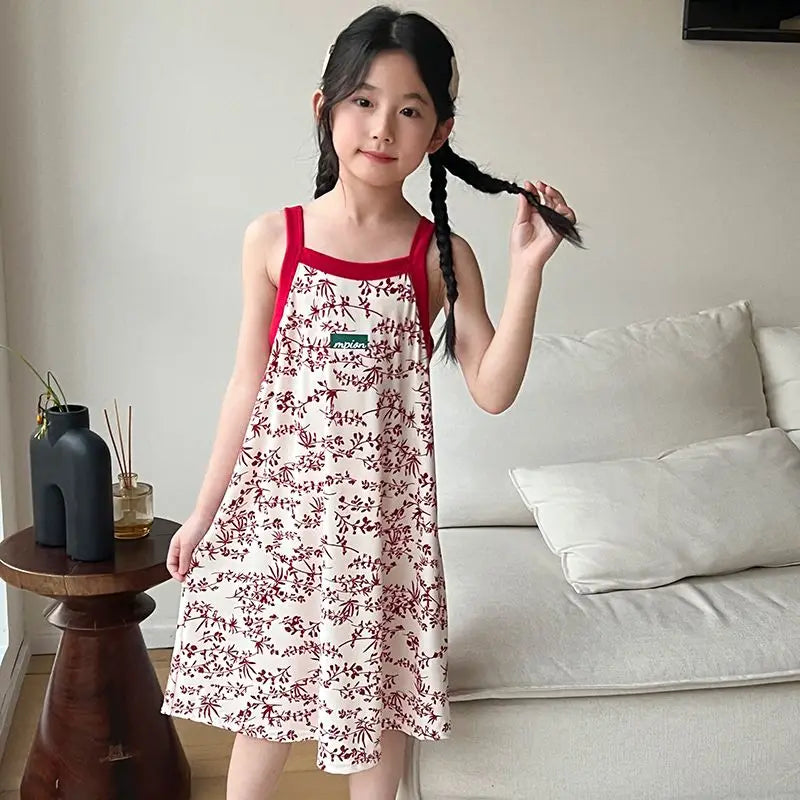 Rabbit Kids Cotton Nightdress Little Teen Girl Pajamas Dresses Children Summer Nightgowns Home Clothes Kids Sleepwear Gecelik