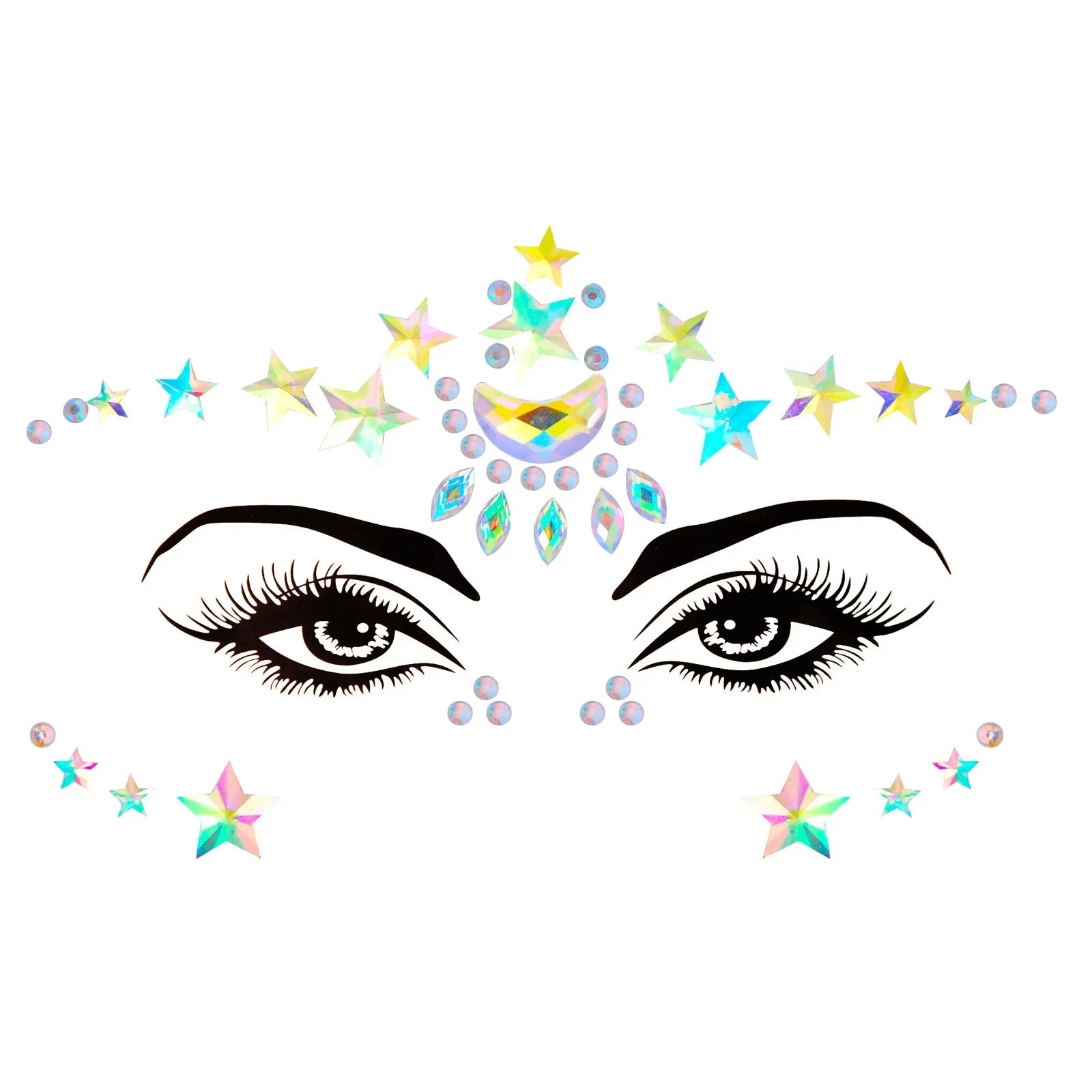 3D Sexy Face Tattoo Stickers Temporary Tattoos Glitter Fake Tattoo Rhinestones Masquerade for Women Party Face Jewels Tattoo