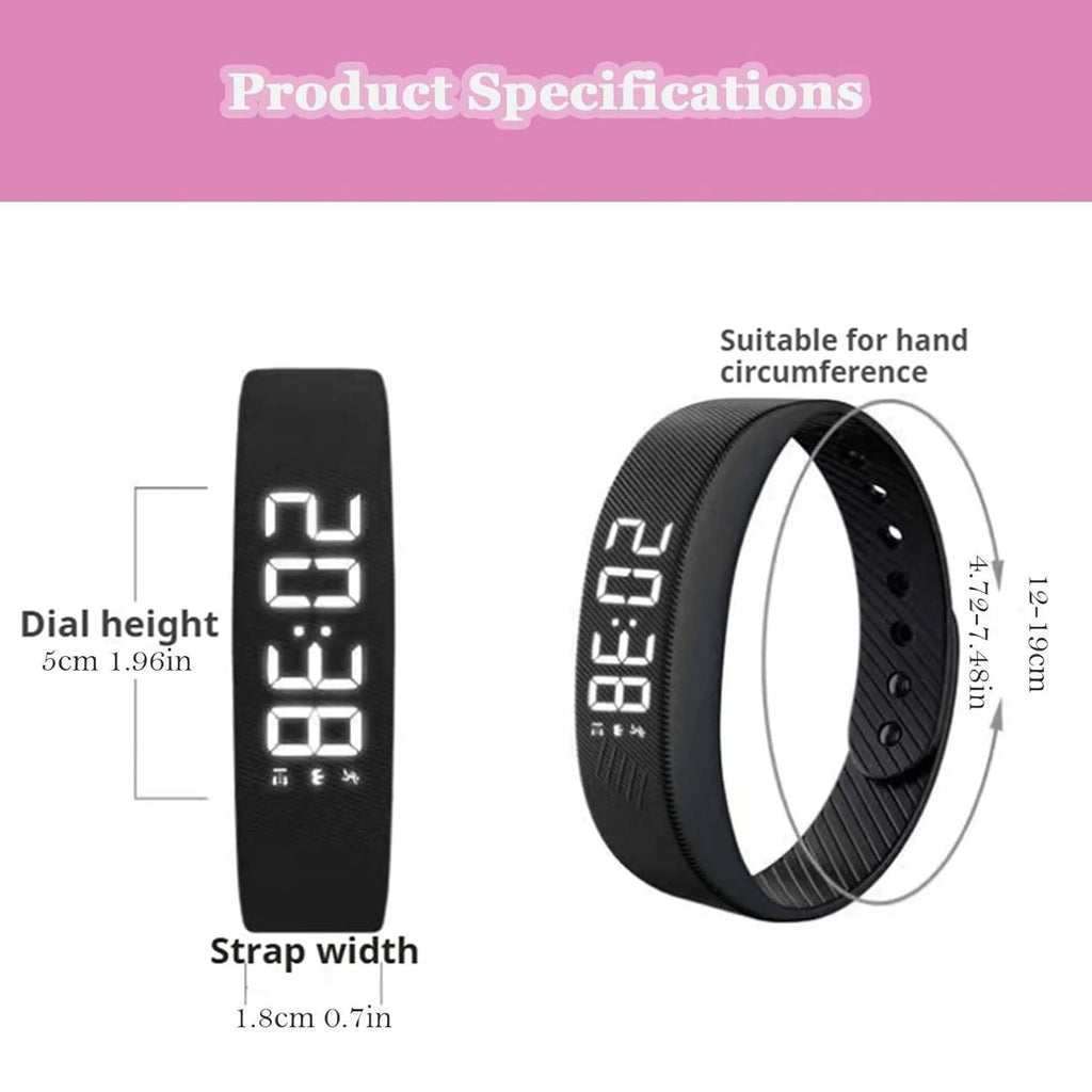 Silent Vibrating Alarm Wristband — Waterproof Step Counter for Students