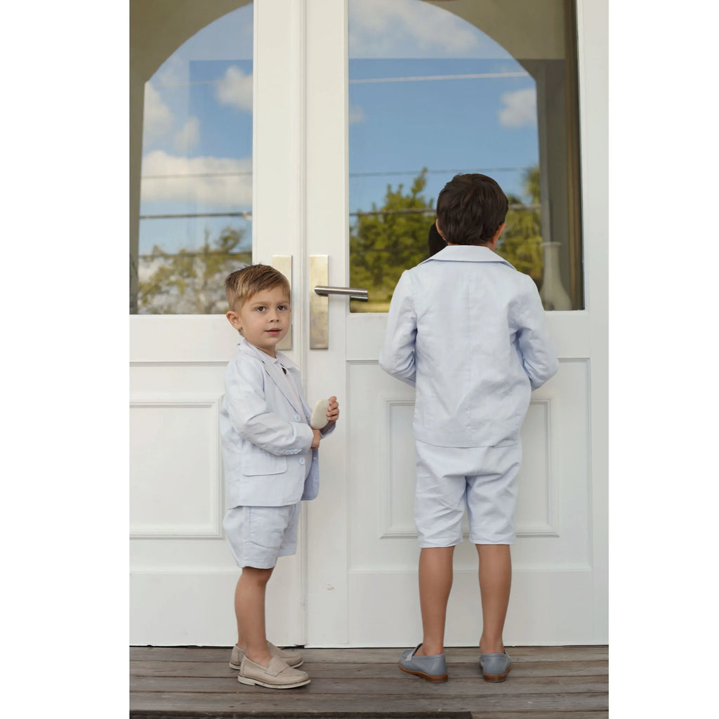 AP Cobalt Embroidery Collection Not Transparent 2025SS Girls Dress Sister Brother Matching Clothing Set Baby Romper Knit Polo