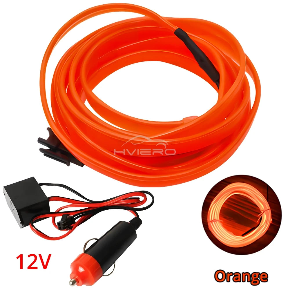 Hot Sale 1/2/3/5M Car Interior Lighting LED Door Strip Decoration Garland Wire Rope Tube Line Flexible Neon Lamps Bar USB Drive