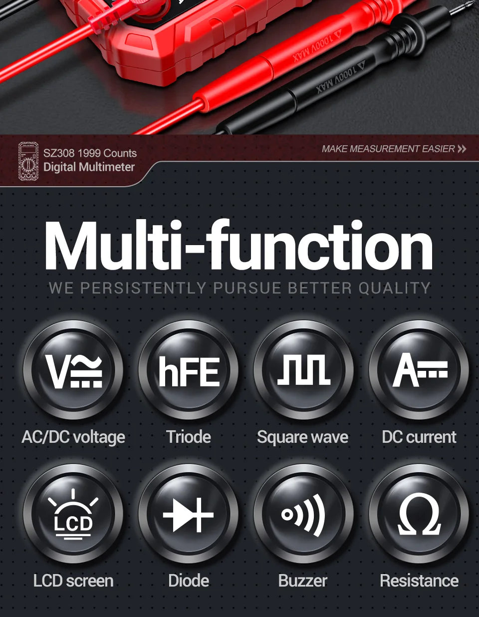 ANENG SZ308 Digital Multimeter AC/DC Tester