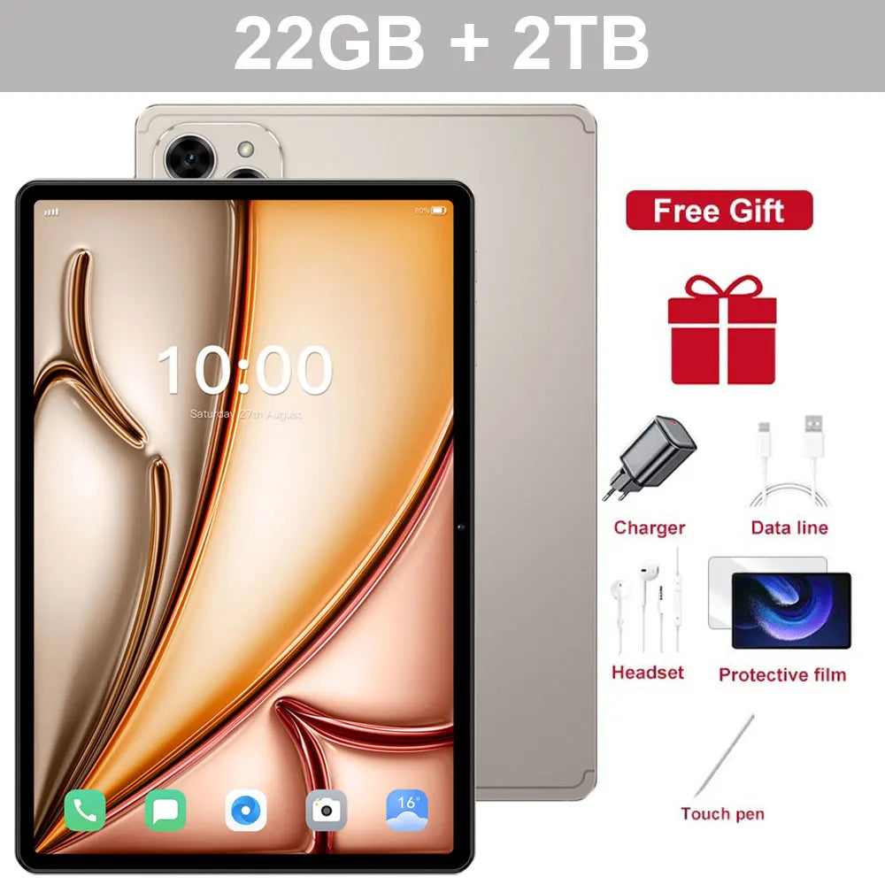 Upgraded Pad 16 Pro Tablet Android 15 Global Version 22GB+2TB 10.1" Children's Kids Tab 10000mAh Original 5G Dual SIM Tablet PC