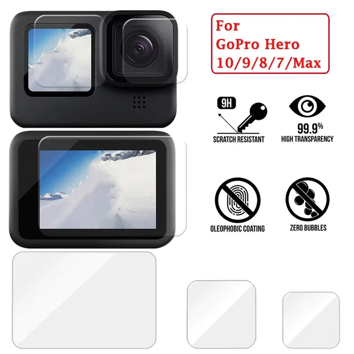 GoPro Hero 11/10/9/8 Tempered Glass Screen & Lens Protector Set