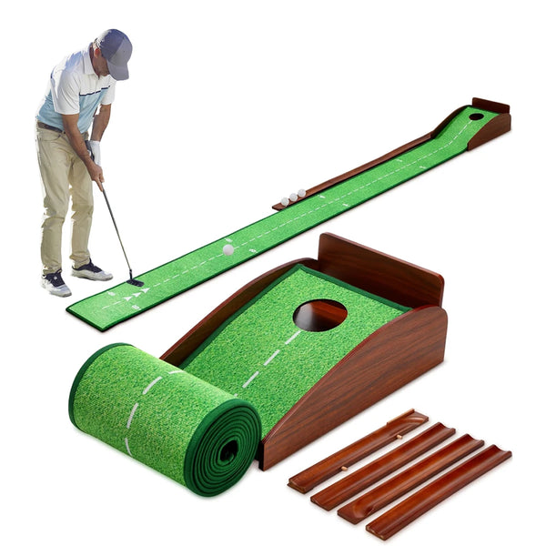 Golf Putting Mat with Automatic Ball Return