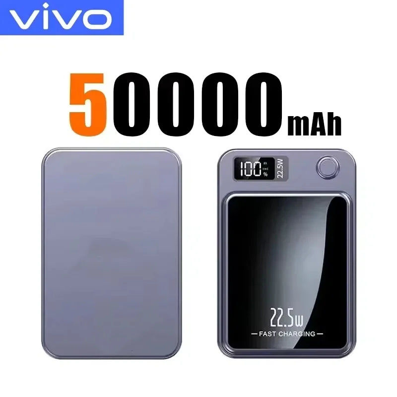 VIVO 500000mAh Wireless Magnetic PowerBank 22.5W Fast Charging Portable External Battery PowerBank Adapter For iPhone Huawei