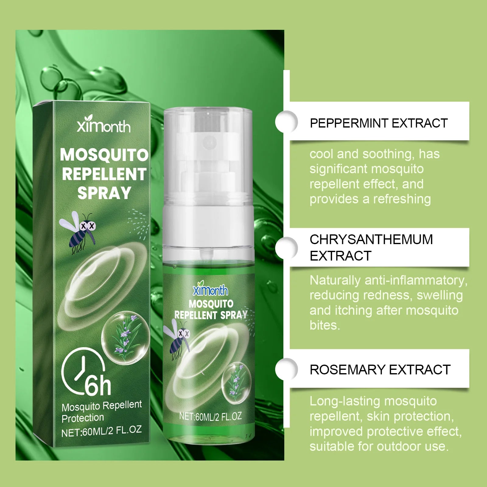 Anti-bite mosquito repellent spray, mosquito repellent liquid spray, household floral water, portable mosquito repellent for cam