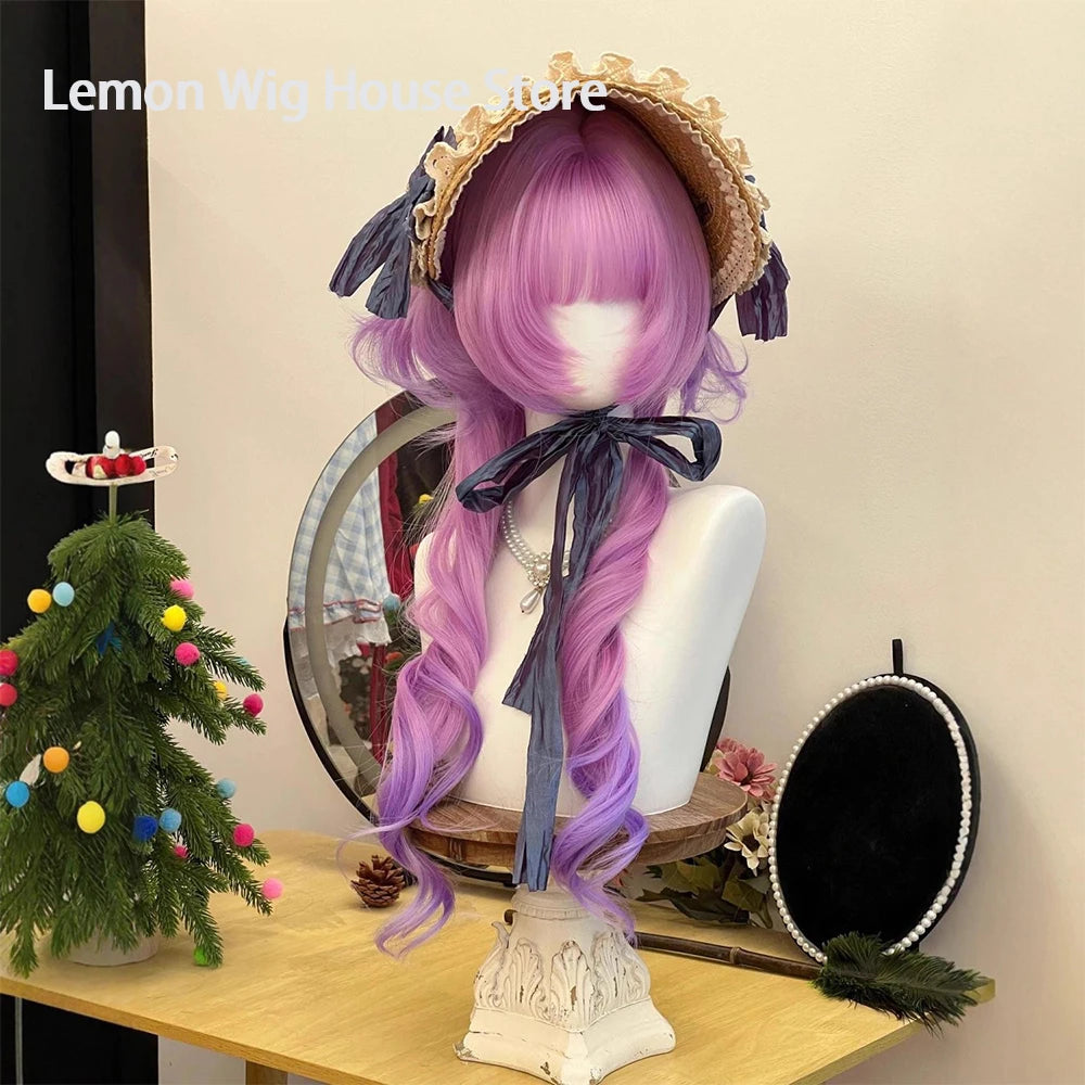 Double Ponytail Long Curly Lolita Cosplay Wig
