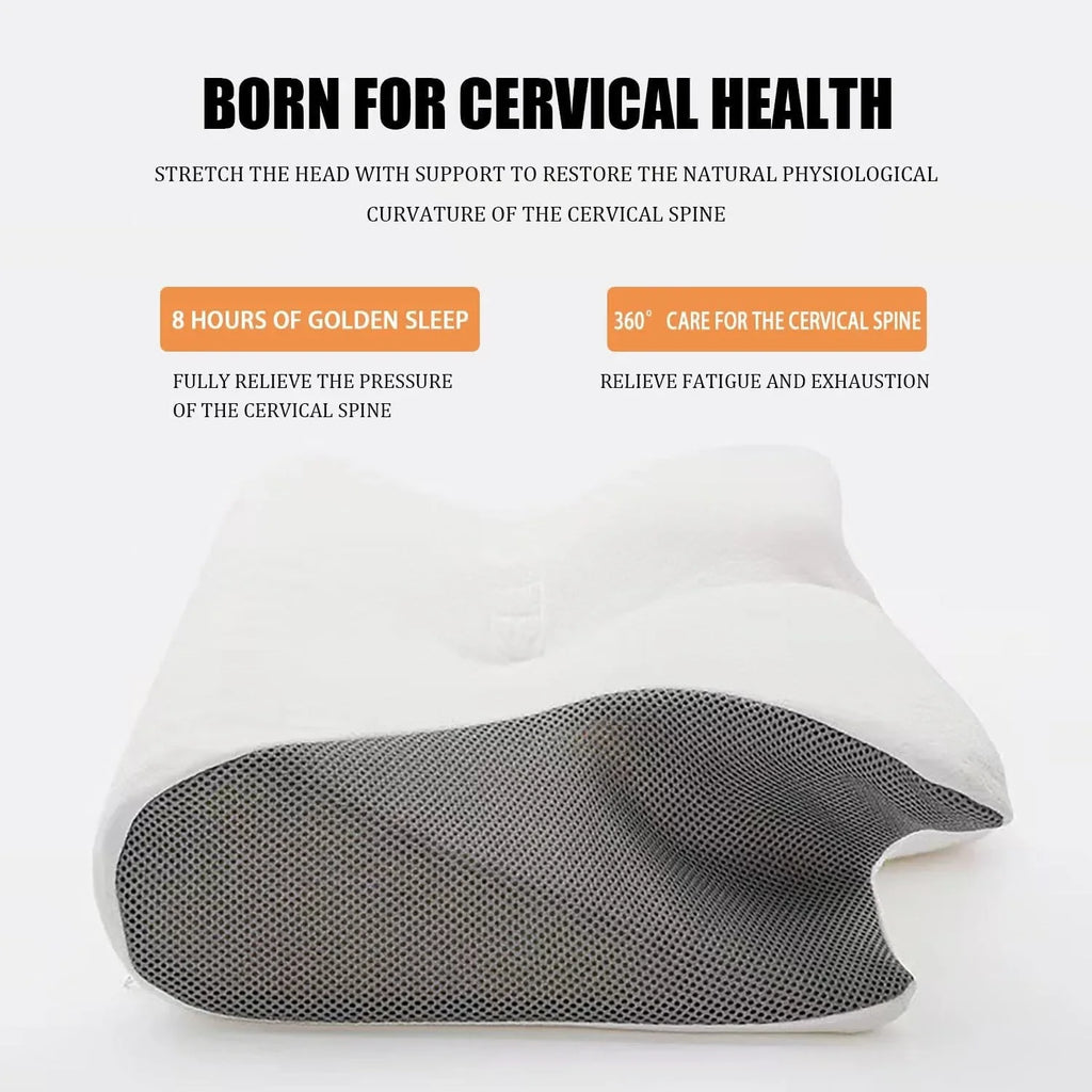 Stitching Color Pillow Memory Foam Cervical Ergonomic Contoured Orthopedic Relaxing Cervical Pillow Versatile Support Pillow
