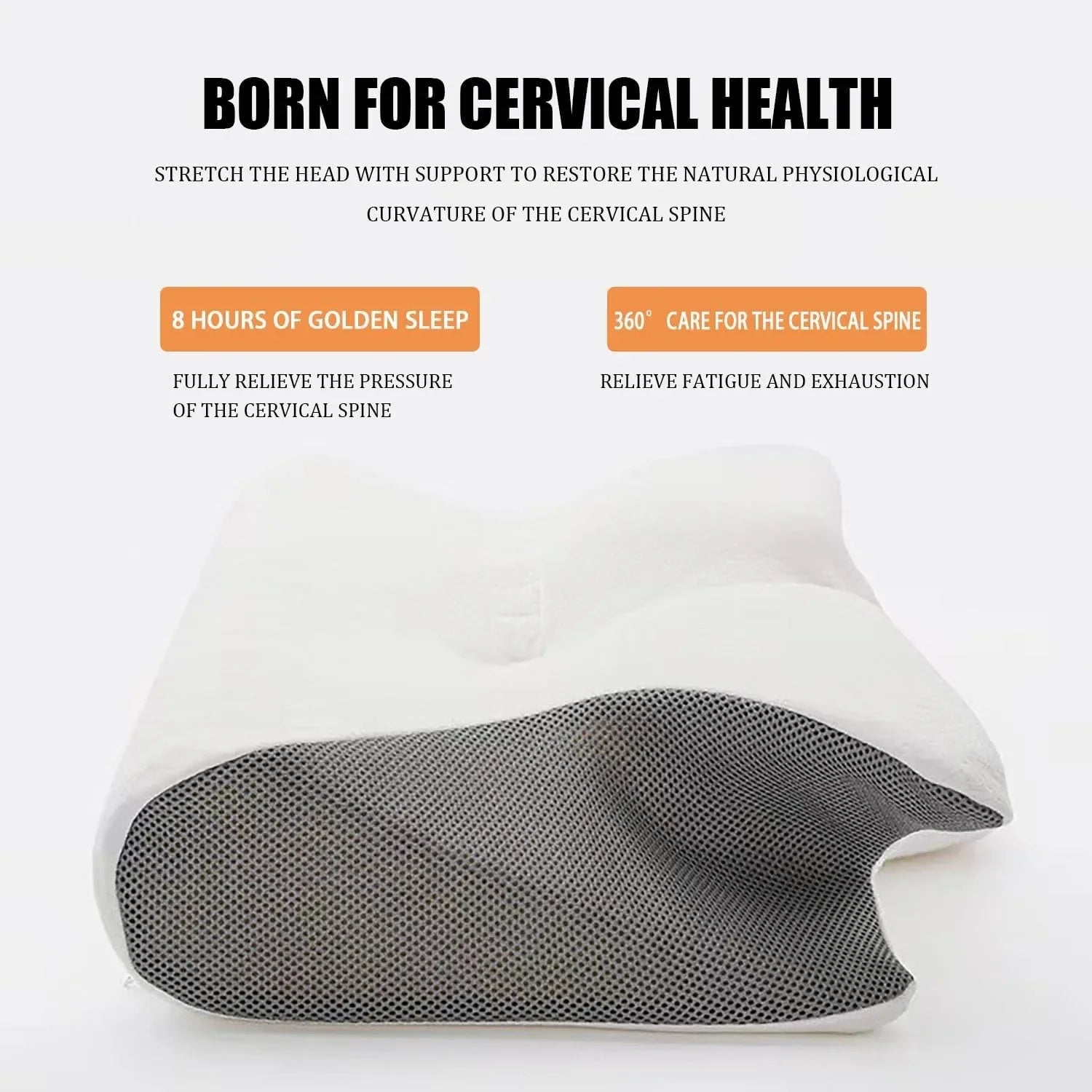 Stitching Color Pillow Memory Foam Cervical Ergonomic Contoured Orthopedic Relaxing Cervical Pillow Versatile Support Pillow