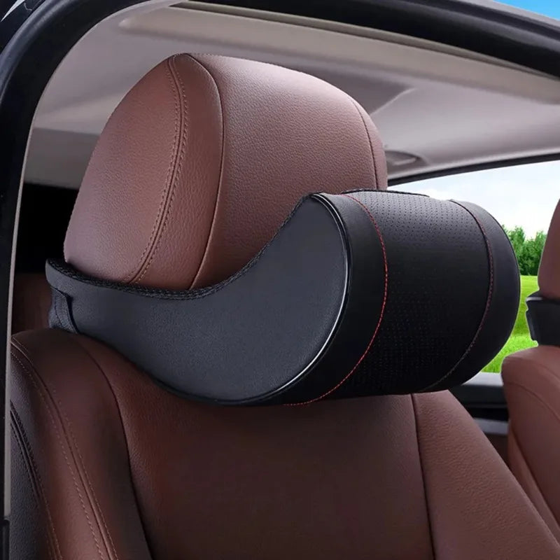 2025 Memory Foam Car Neck Pillow – PU Leather Headrest Cushion for Comfortable Driving, Seat Headrest Pad for Auto Interior