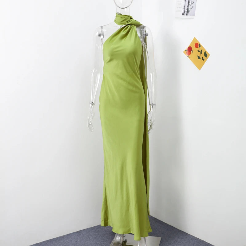 Satin Halter Backless Party Dress