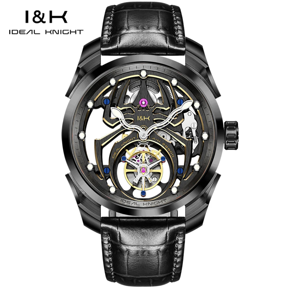 IDEAL KNIGHT 6802 Tourbillon Hollow Automatic Watch — Sapphire, Spider Dial