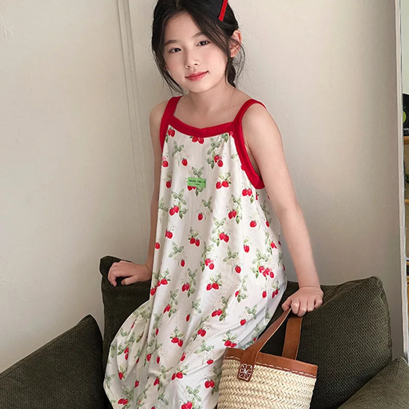 Rabbit Kids Cotton Nightdress Little Teen Girl Pajamas Dresses Children Summer Nightgowns Home Clothes Kids Sleepwear Gecelik