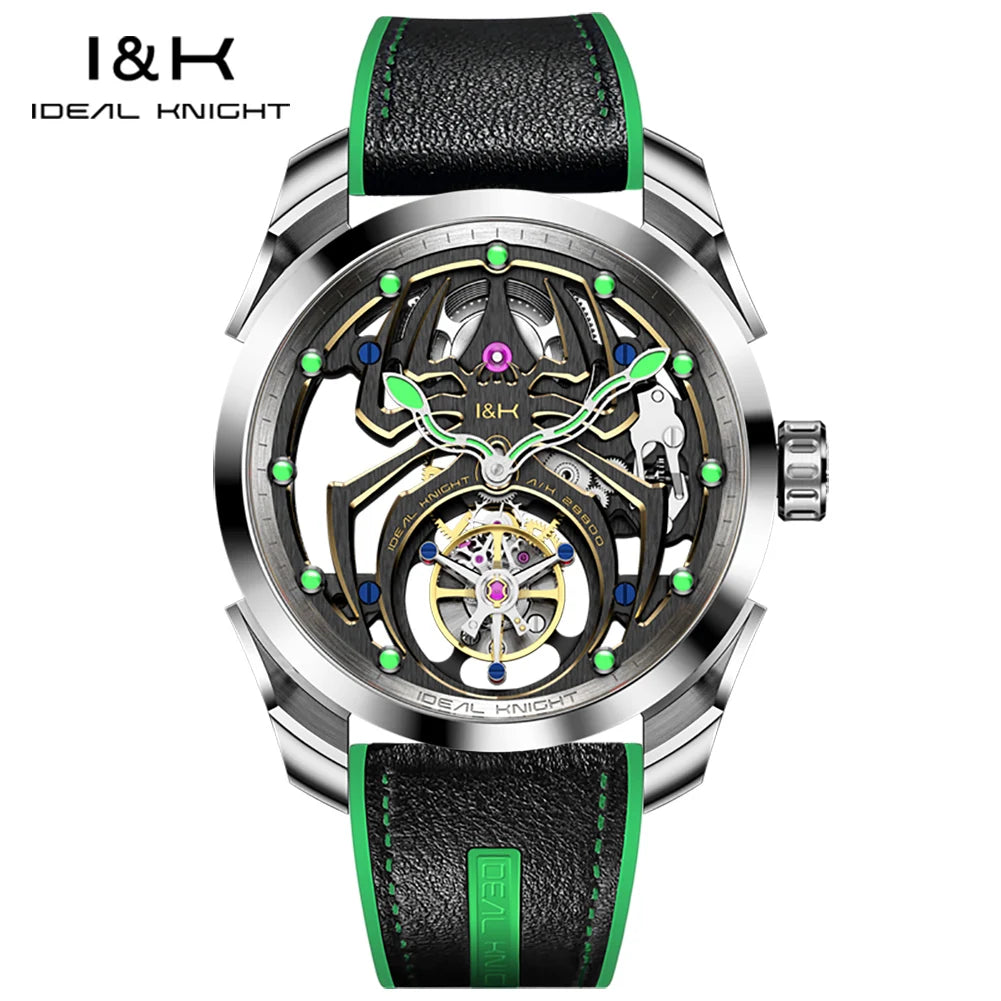 IDEAL KNIGHT 6802 Tourbillon Hollow Automatic Watch — Sapphire, Spider Dial