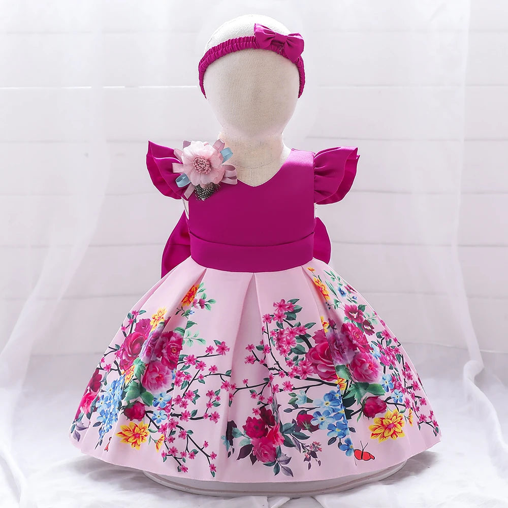 Kids Floral Summer Birthday Princess Dress