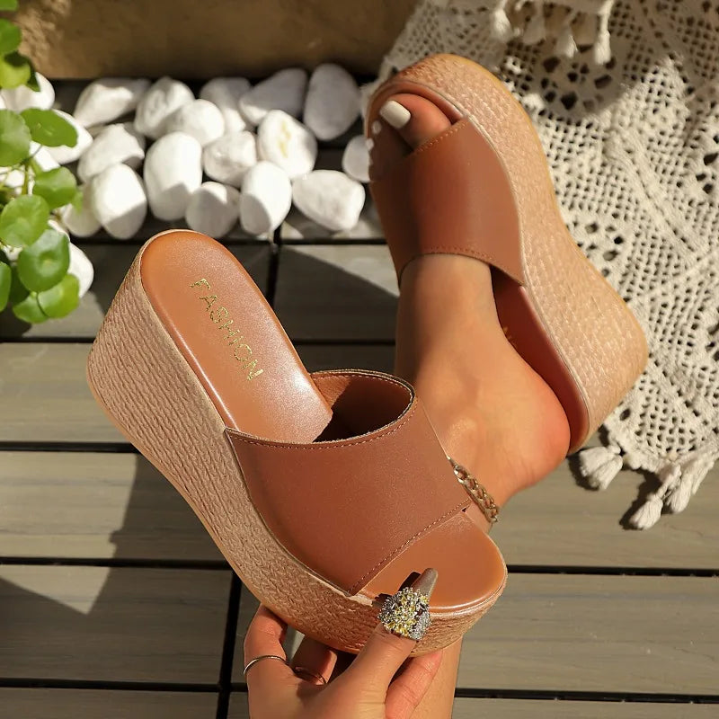 2025 New Summer Women's Sandals Peep-Toe Shoes Woman High-Heeled Platfroms Slides Women Casual Wedges for Women High Sandals