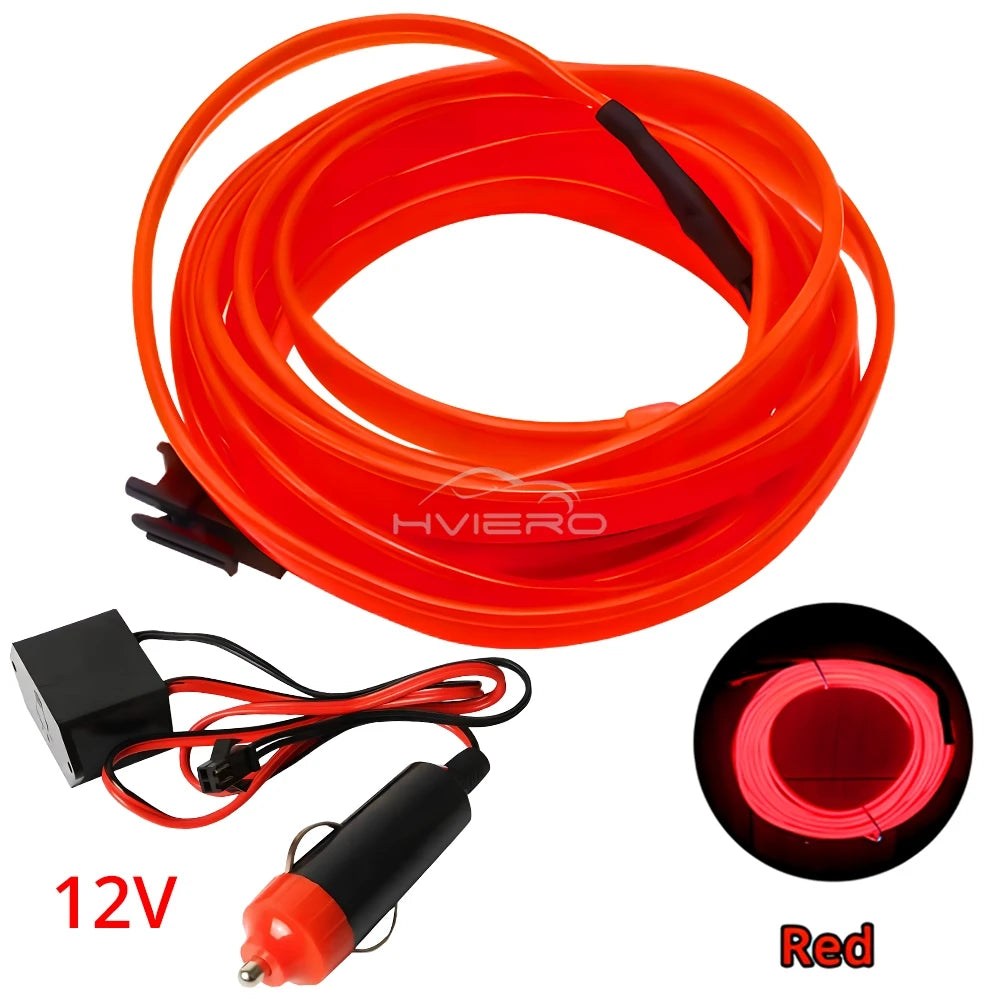 Hot Sale 1/2/3/5M Car Interior Lighting LED Door Strip Decoration Garland Wire Rope Tube Line Flexible Neon Lamps Bar USB Drive