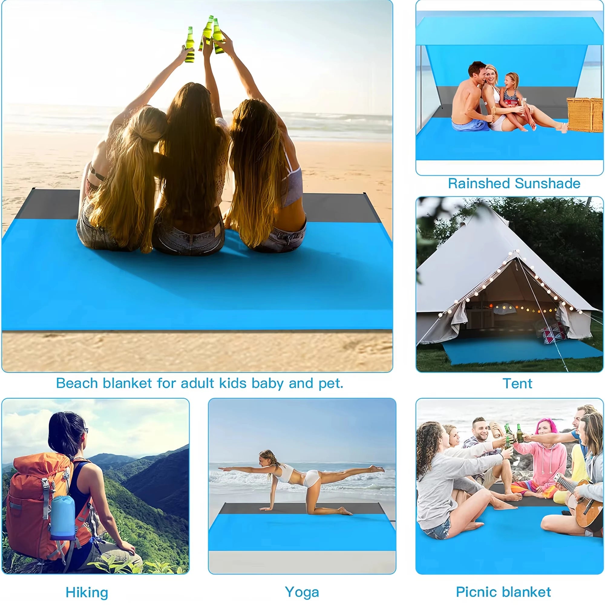 Waterproof Sandproof Beach Mat for 3 Adults